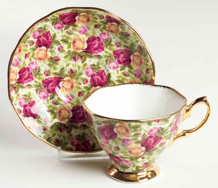 Old Country Roses Chintz Collection Footed Cup & Saucer Set by Royal Albert-1