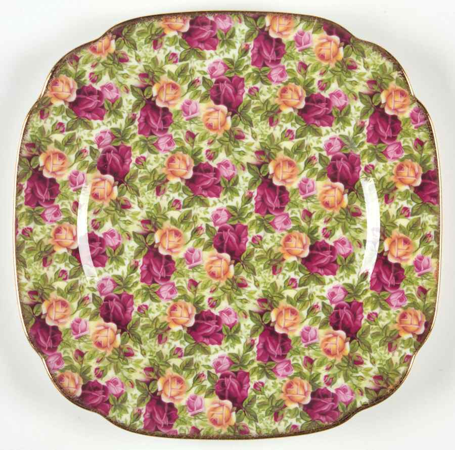 Old Country Roses Chintz Collection Square Salad Plate by Royal Albert-1