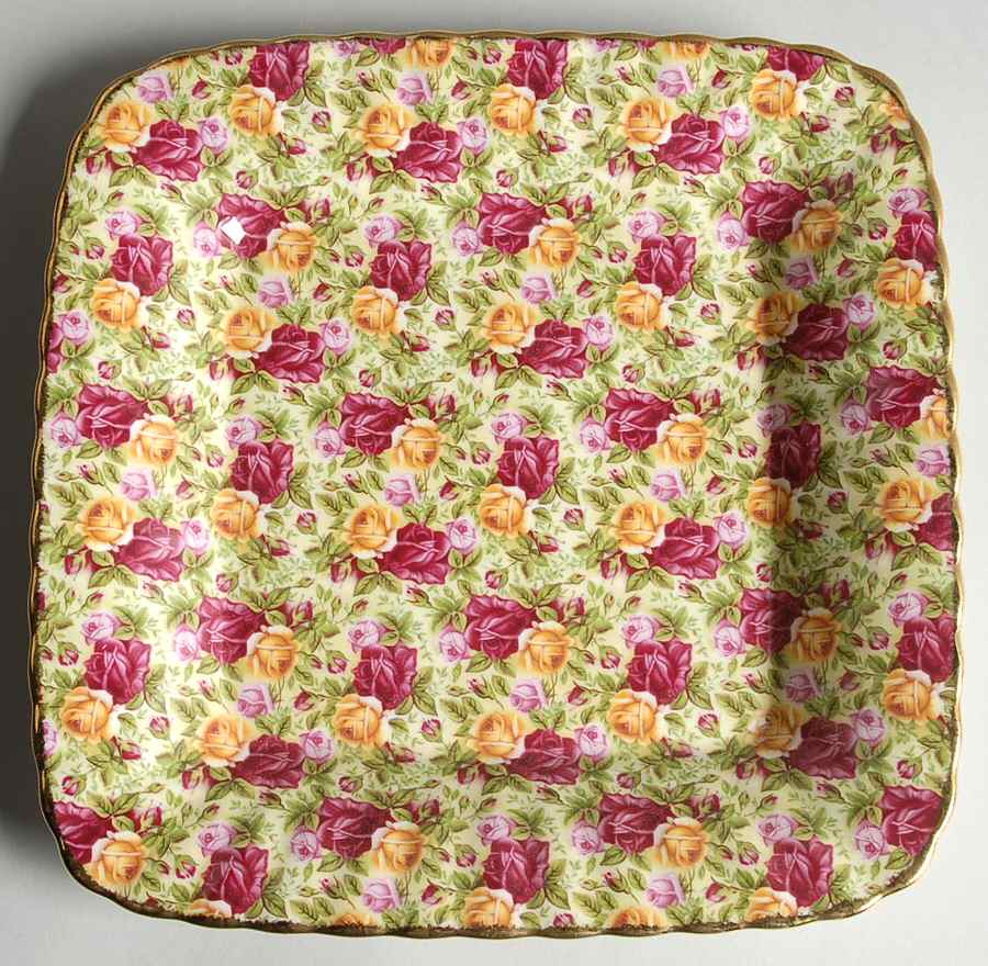 Old Country Roses Chintz Collection 9" Square Tray by Royal Albert-1