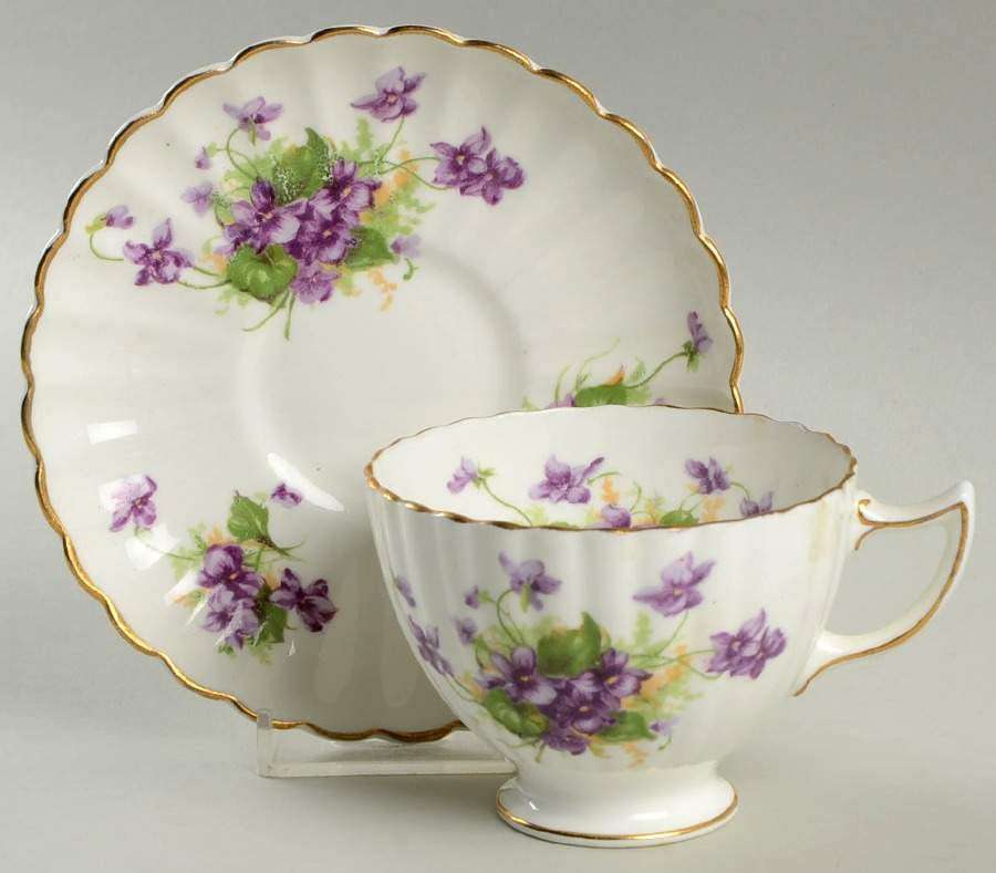 Violet (Fluted) Footed Cup & Saucer Set by Samuel Radford-1