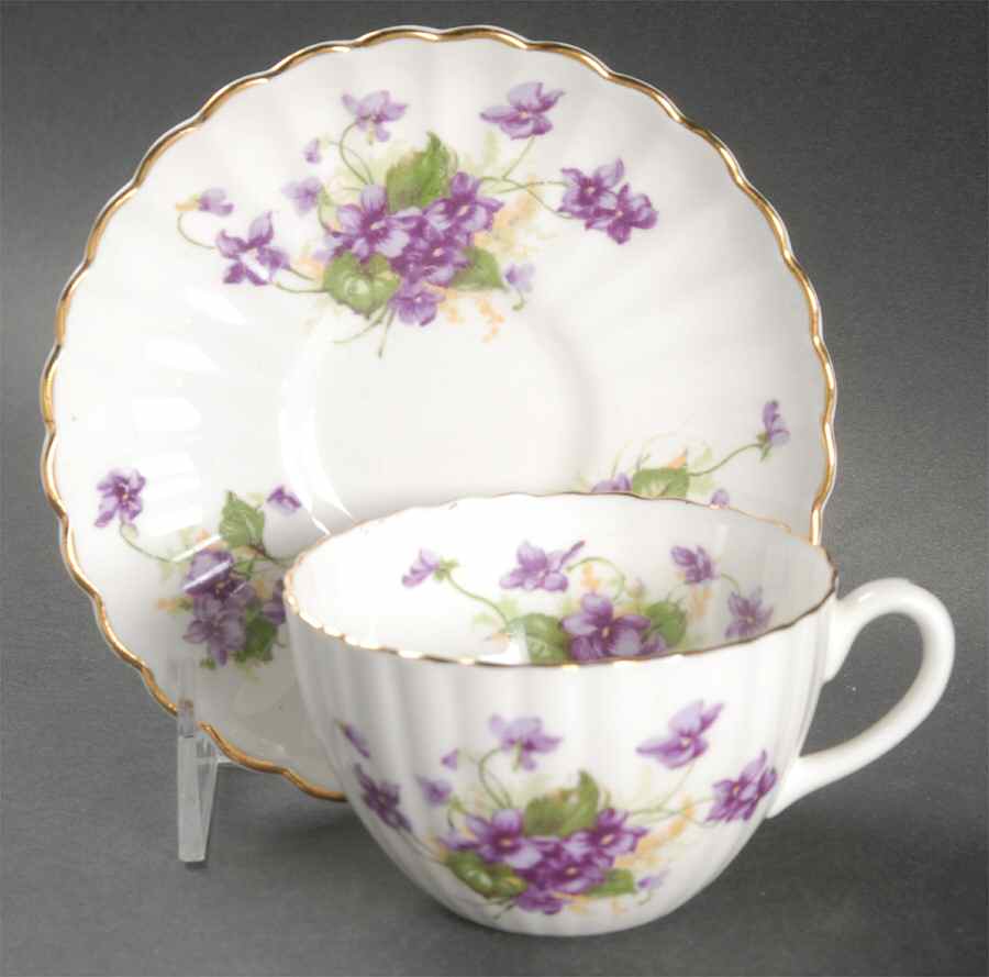 Violet (Fluted) Flat Cup & Saucer Set by Samuel Radford-1