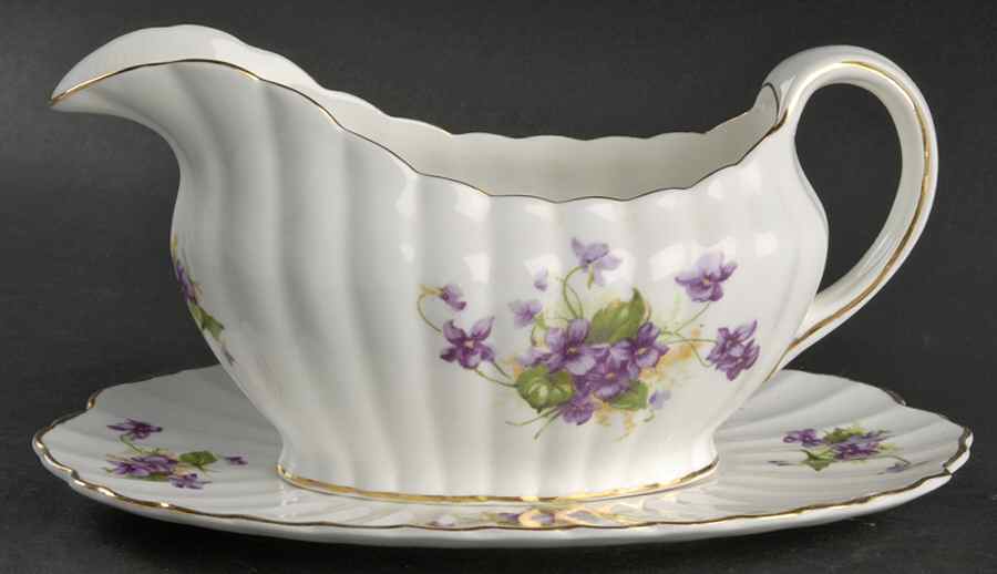 Violet (Fluted) Gravy Boat & Underplate by Samuel Radford-1