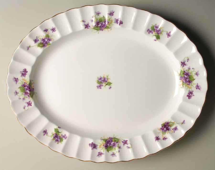Violet (Fluted) 15" Oval Serving Platter by Samuel Radford-1