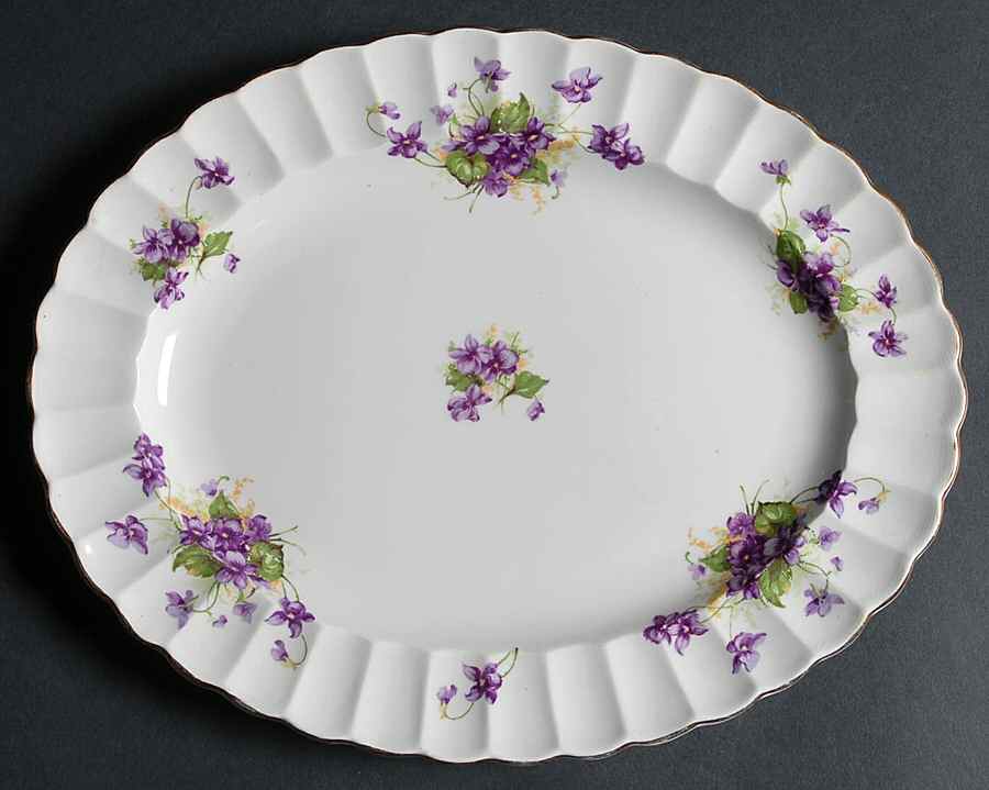 Violet (Fluted) 11" Oval Serving Platter by Samuel Radford-1