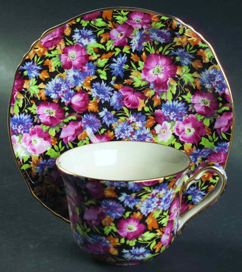 Majestic (Circa 1995) Flat Cup & Saucer Set by Royal Winton-1