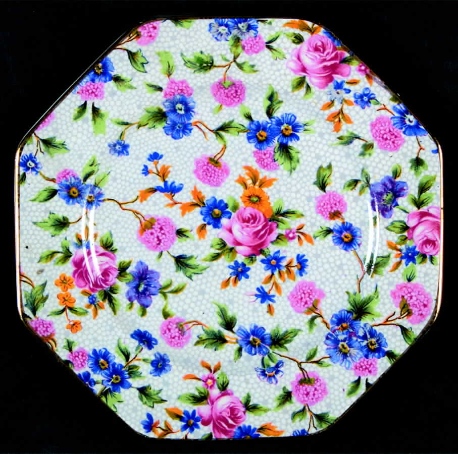 Old Cottage Chintz (Post 1960, White) Octagonal Bread & Butter Plate by Royal Winton-1