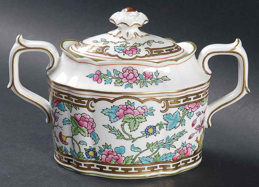 Indiana (Green Trim) Sugar Bowl & Lid by Royal Crown Derby-1