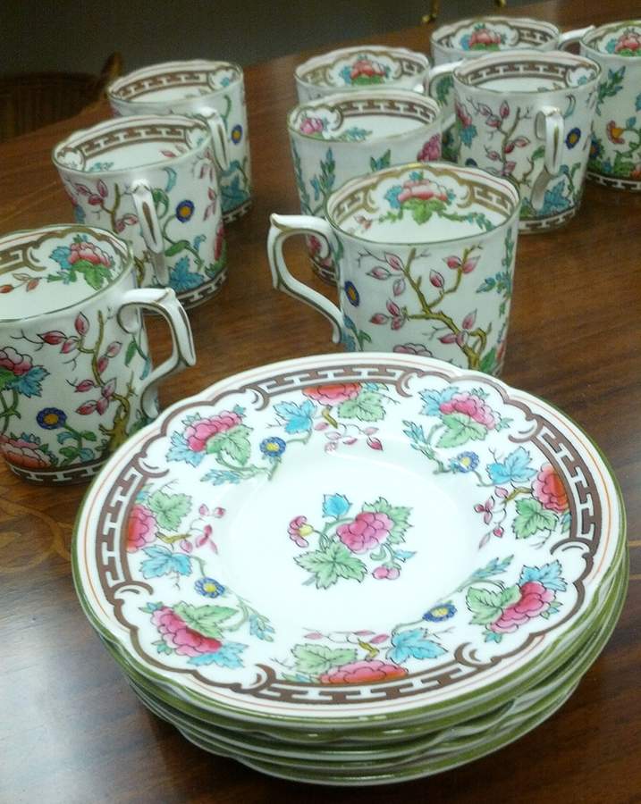 Indiana (Green Trim) Flat Demitasse Cup & Saucer Set by Royal Crown Derby-1