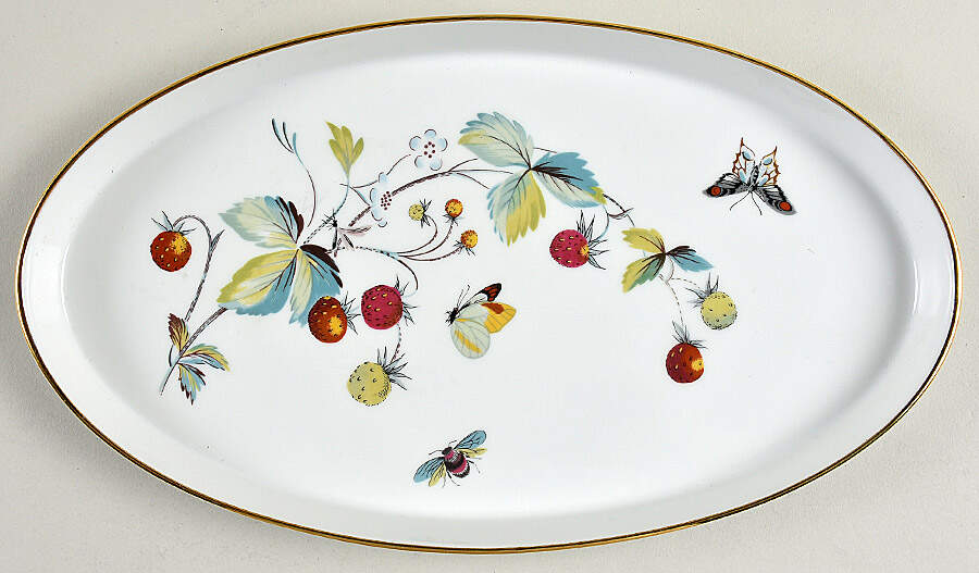 Strawberry Fair (Oven To Table, Gold) Tray for (7 Pc) Pot de Creme Set by Royal Worcester-1