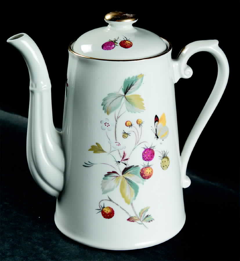 Strawberry Fair (Oven To Table, Gold) Coffee Pot & Lid by Royal Worcester-1