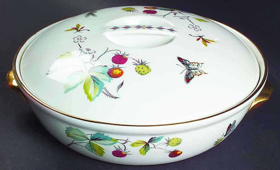 Strawberry Fair (Oven To Table, Gold) 1 Qt Round Covered Casserole by Royal Worcester-1