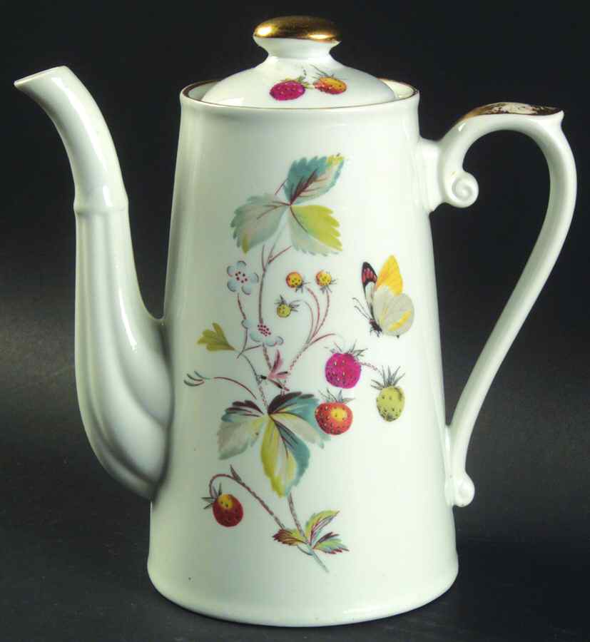 Strawberry Fair (Oven To Table, Gold) Mini Coffee Pot & Lid by Royal Worcester-1