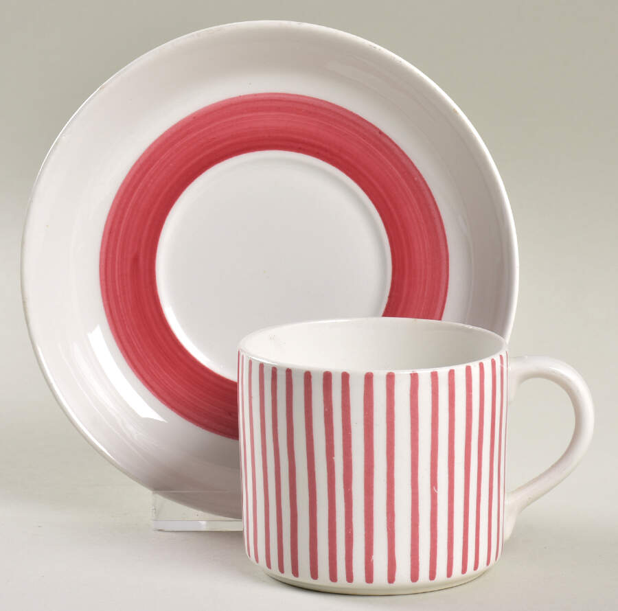 Kadett Red Flat Cup & Saucer Set by Rorstrand-1