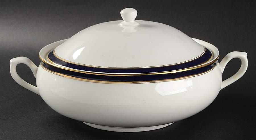 Colonnade Blue Round Covered Vegetable by Royal Limoges-1