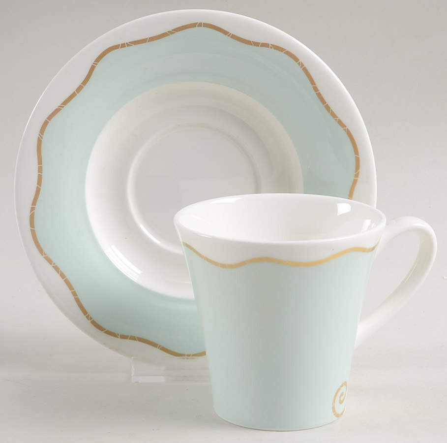 Frivolous Green Flat Cup & Saucer Set by Royal Doulton-1