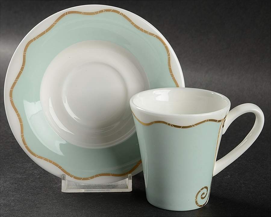 Frivolous Green Flat Demitasse Cup & Saucer Set by Royal Doulton-1
