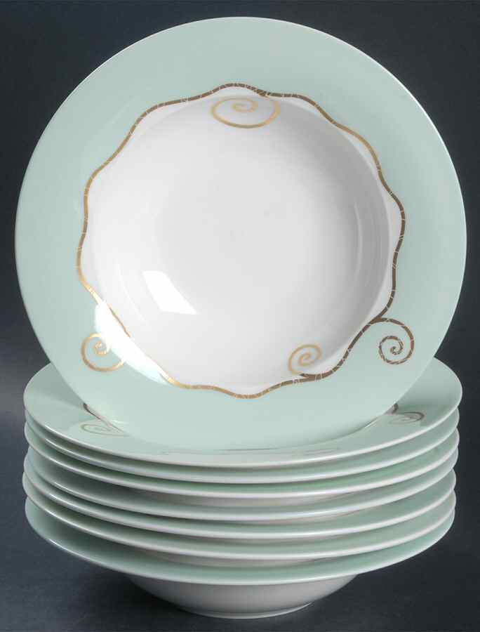 Frivolous Green Rim Soup Bowl - Set of 8 by Royal Doulton-1