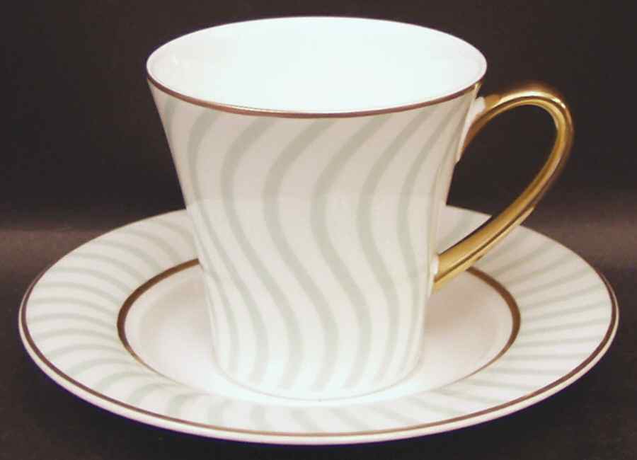 Frivolous Green Accent Flat Cup & Saucer Set by Royal Doulton-1