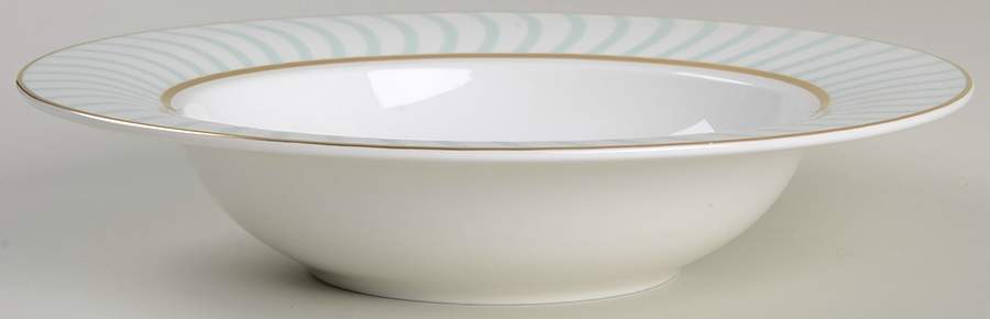 Frivolous Green Rim Accent Soup Bowl by Royal Doulton-1