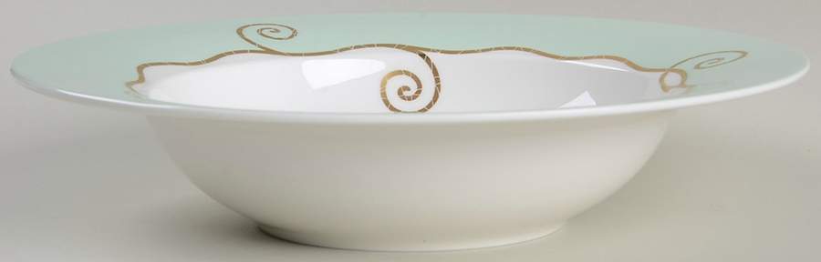 Frivolous Green Rim Soup Bowl by Royal Doulton-1