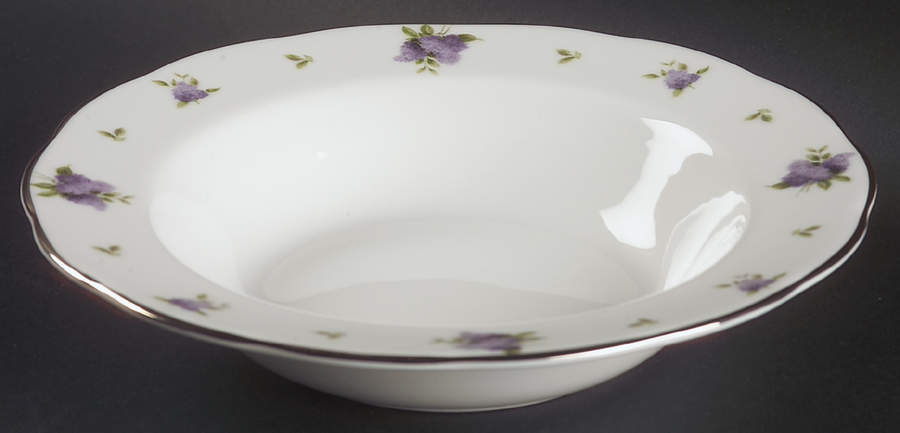Lilac Lane Platinum Rim Soup Bowl by Royal Albert-1