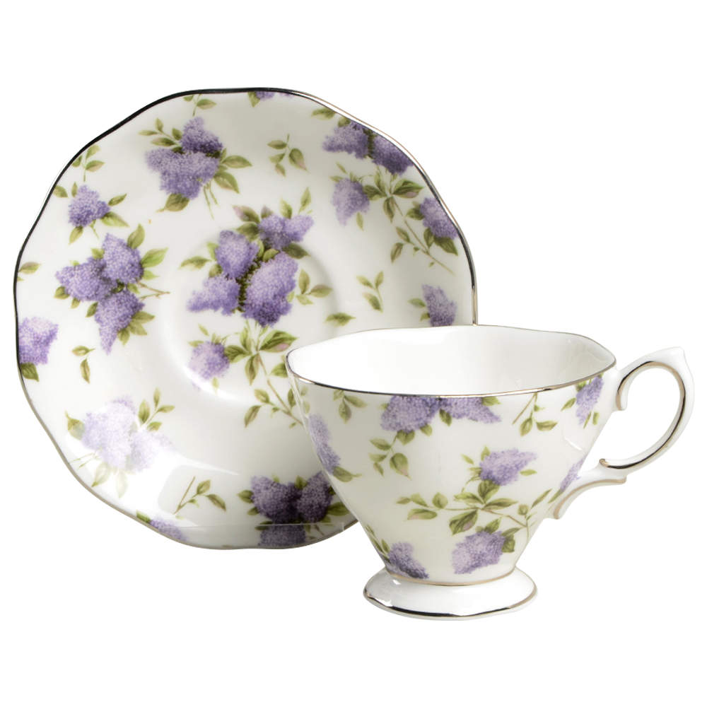 Lilac Lane Platinum Footed Cup & Saucer Set by Royal Albert-1