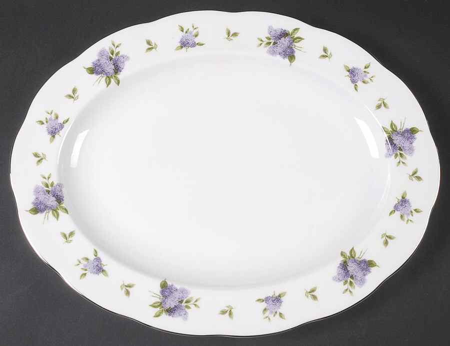 Lilac Lane Platinum 13" Oval Serving Platter by Royal Albert-1