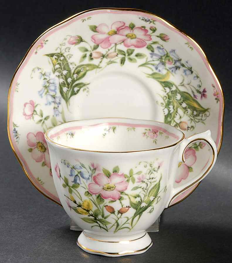 Country Bouquet Collection Footed Cup & Saucer Set by Royal Albert-1