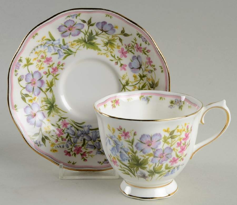 Country Bouquet Collection Footed Cup & Saucer Set by Royal Albert-1