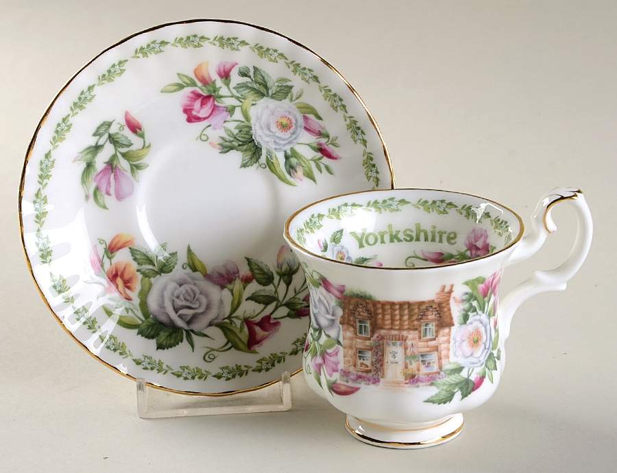 English Country Cottages Footed Demitasse Cup & Saucer Set by Royal Albert-1