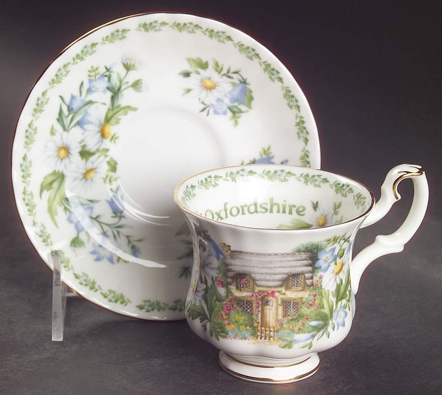 English Country Cottages Footed Demitasse Cup & Saucer Set by Royal Albert-1