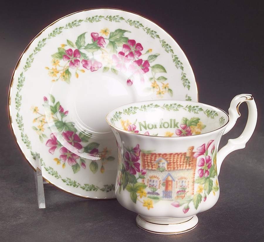 English Country Cottages Footed Demitasse Cup & Saucer Set by Royal Albert-1