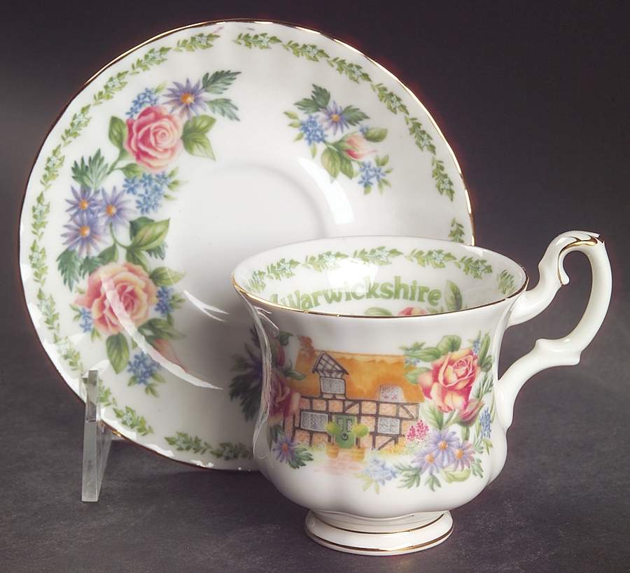 English Country Cottages Footed Demitasse Cup & Saucer Set by Royal Albert-1
