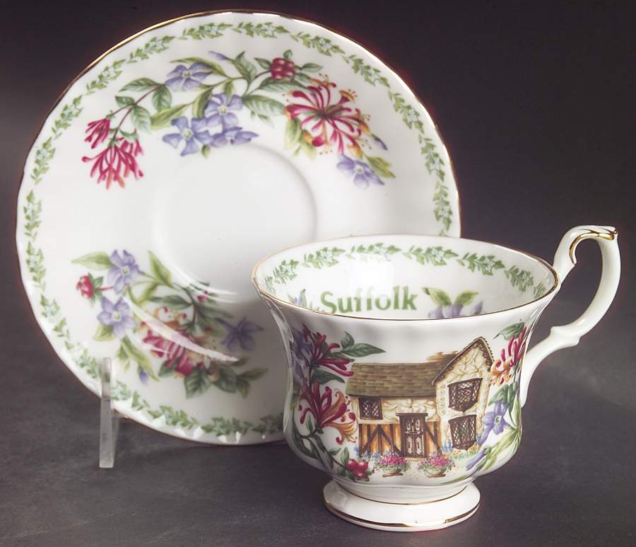 English Country Cottages Footed Cup & Saucer Set by Royal Albert-1