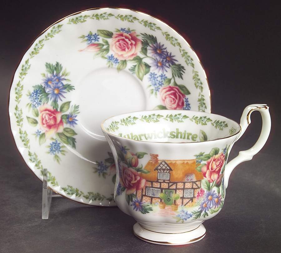 English Country Cottages Footed Cup & Saucer Set by Royal Albert-1