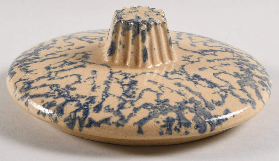 Spongeware Blue Lid for Cookie Jar by Robinson - Ransbottom-1