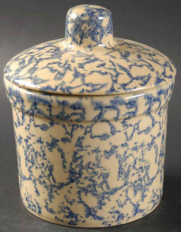 Spongeware Blue 3" Storage Jar & Lid by Robinson - Ransbottom-1