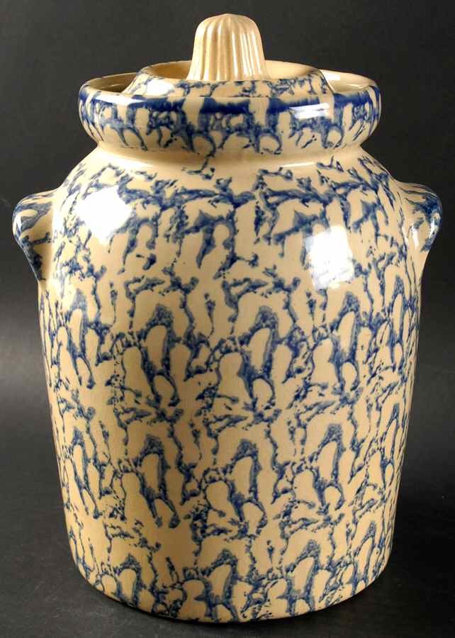 Spongeware Blue Large Canister & Lid by Robinson - Ransbottom-1
