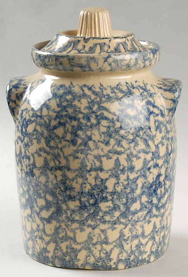 Spongeware Blue Medium Canister & Lid by Robinson - Ransbottom-1