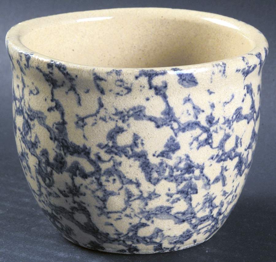 Spongeware Blue Medium Open Crock by Robinson - Ransbottom-1