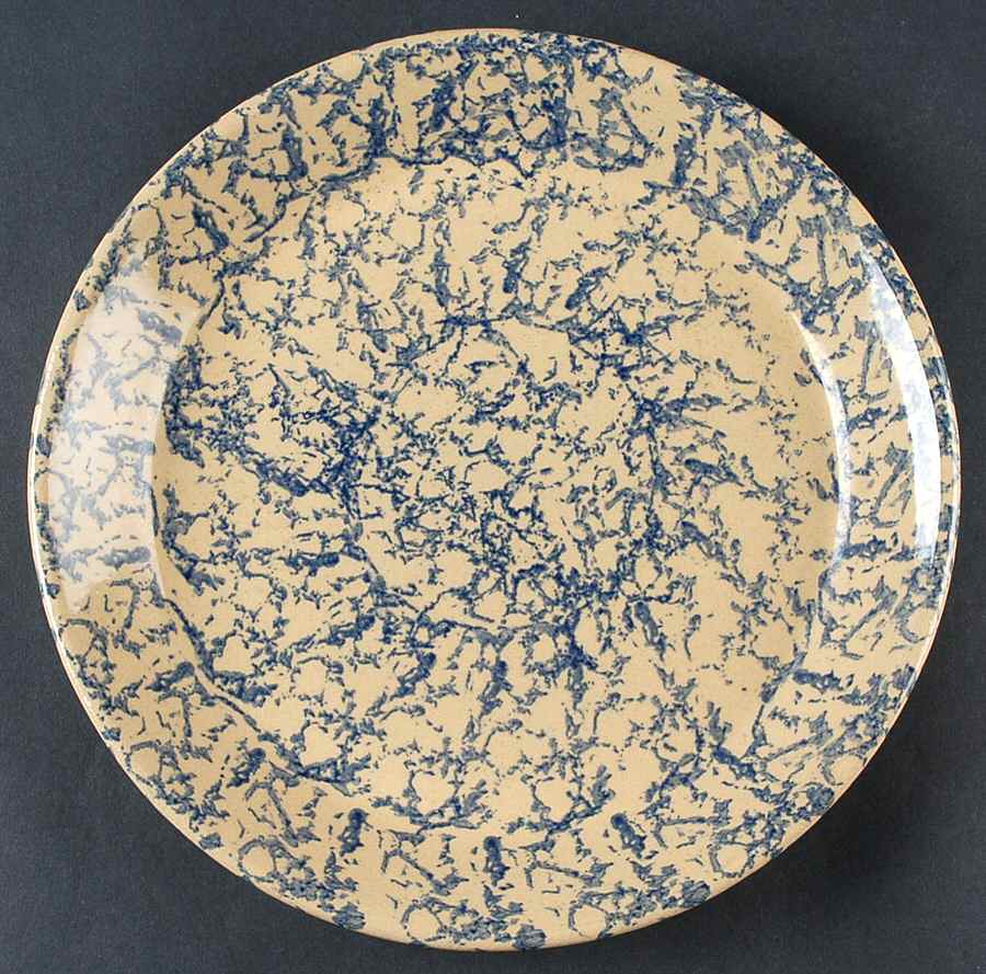 Spongeware Blue Dinner Plate by Robinson - Ransbottom-1