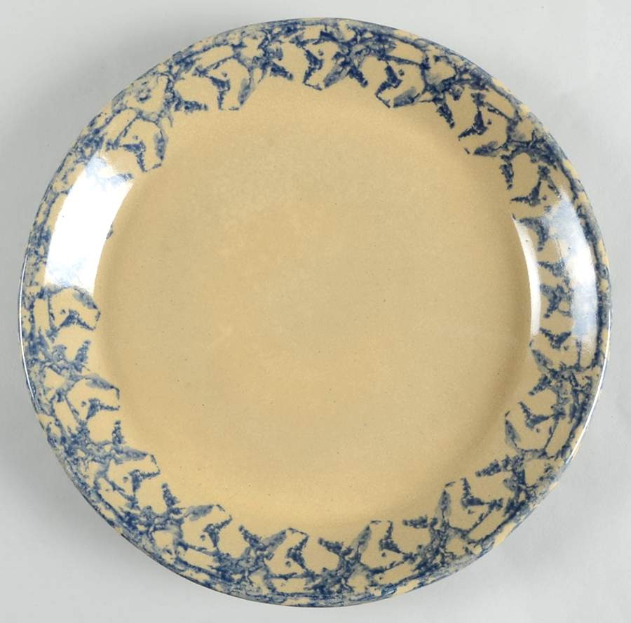 Spongeware Blue Dinner Plate by Robinson - Ransbottom-1