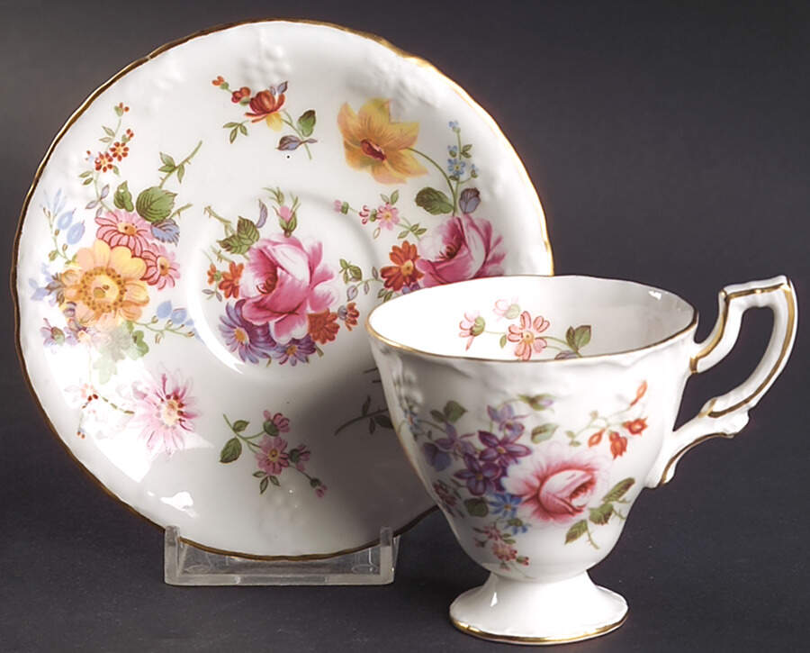 Derby Posies (Vine Shape) Footed Demitasse Cup & Saucer Set by Royal Crown Derby-1