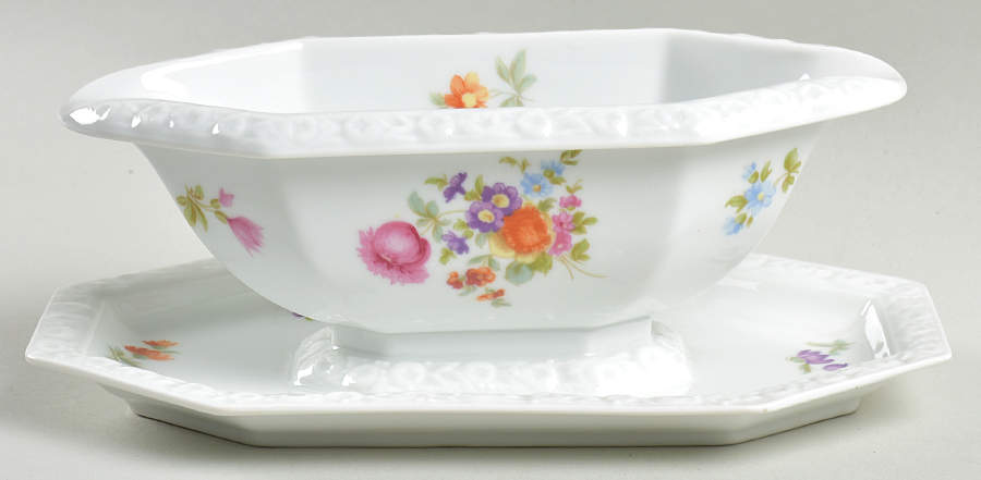 Flowers (Maria Stamp) Gravy Boat with Attached Underplate by Rosenthal - Continental-1