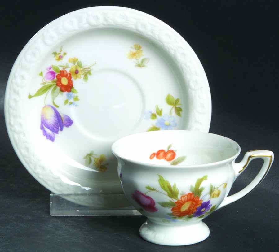 Flowers (Maria Stamp) Footed Demitasse Cup & Saucer Set by Rosenthal - Continental-1