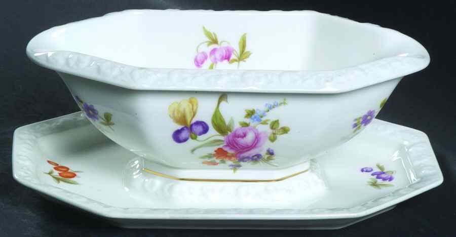 Flowers (Maria Stamp) Gravy Boat with Attached Underplate by Rosenthal - Continental-1