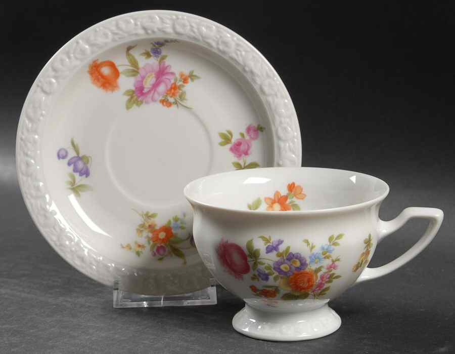 Flowers (Maria Stamp) Footed Cup & Saucer Set by Rosenthal - Continental-1