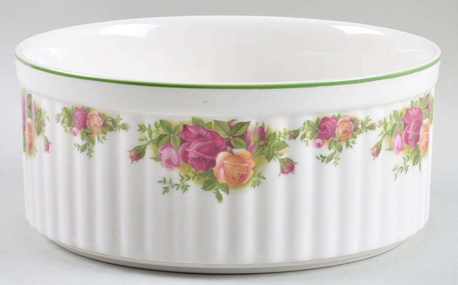 Old Country Roses White (Green Trim) 8" Souffle by Royal Albert-1
