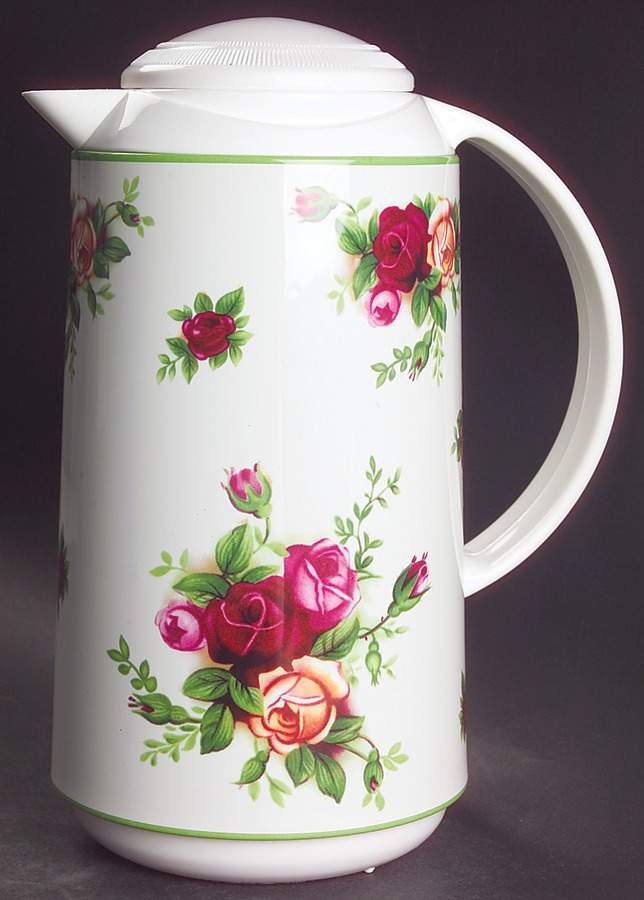 Old Country Roses White (Green Trim) Plastic Thermos/Carafe & Lid by Royal Albert-1