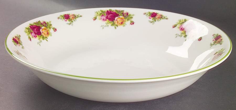 Old Country Roses White (Green Trim) 13" Pasta Serving Bowl by Royal Albert-1